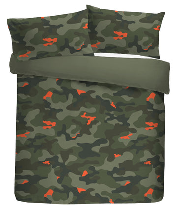 Luxury Army Camouflage Double Duvet Cover Set - Green