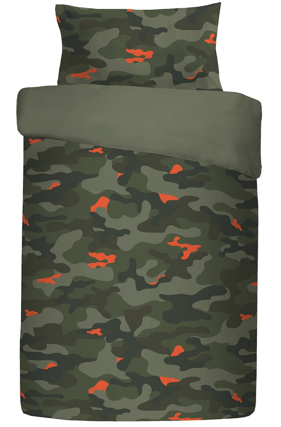 Luxury Army Camouflage Single Duvet Cover Set - Green