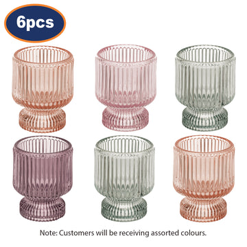 6Pcs Round Glass Christmas Tea Light Candle Holders