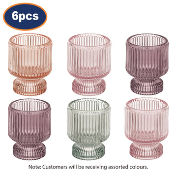 6Pcs Round Glass Christmas Tea Light Candle Holders