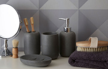 2pc Canyon Grey Stone Lotion Dispenser & Soap Dish Holder Set