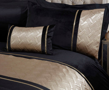 Embellished Duvet Cover Set Capri Black Gold Double