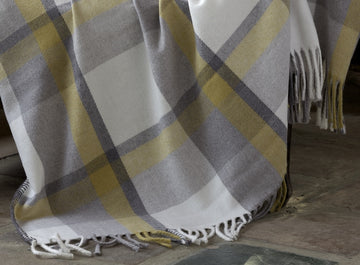 Tartan Check Woollen Touch Soft Bed Sofa Throw