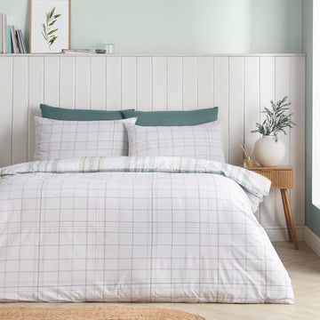 Catherine Lansfield Cartmel Check Duvet Cover Set, Double, Green