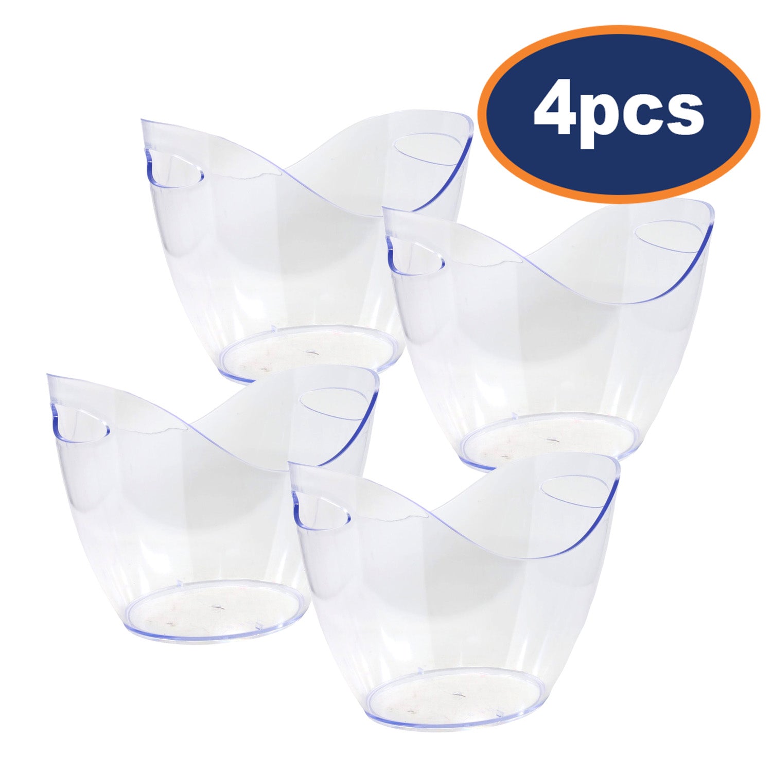 4Pcs 3.5L Clear Plastic Ice Bucket