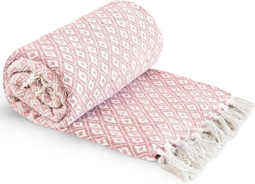 Textured Diamond Scandi Sofa Throw Blush Pink 50x60"