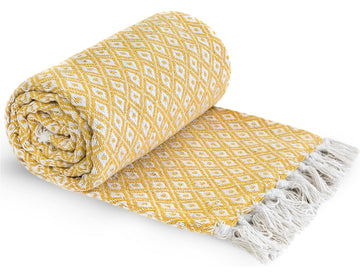 Textured Diamond Scandi Sofa Throw Ochre Yellow 50x60"
