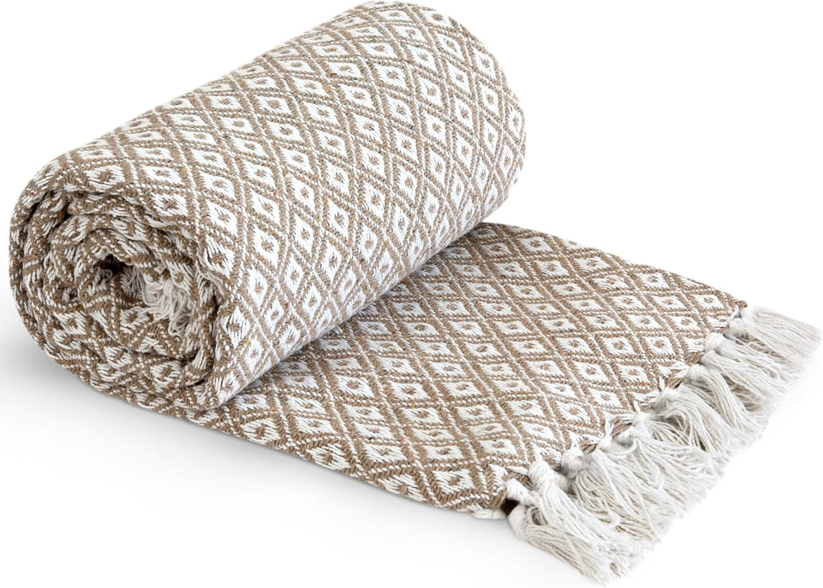 Textured Diamond Scandi Sofa Throw Taupe 50x60"