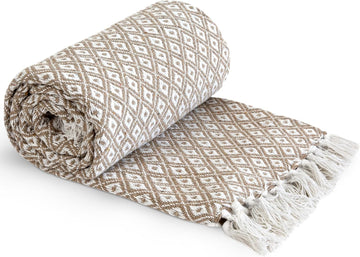 Textured Diamond Scandi Sofa Throw Taupe 50x60"