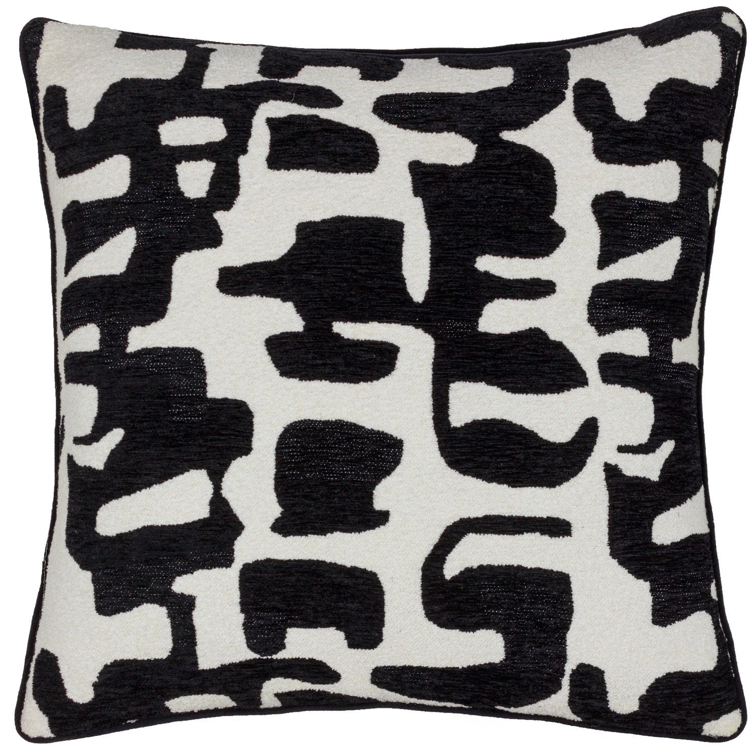 Caval Chenille Jacquard Filled Cushion 50x50cm Black