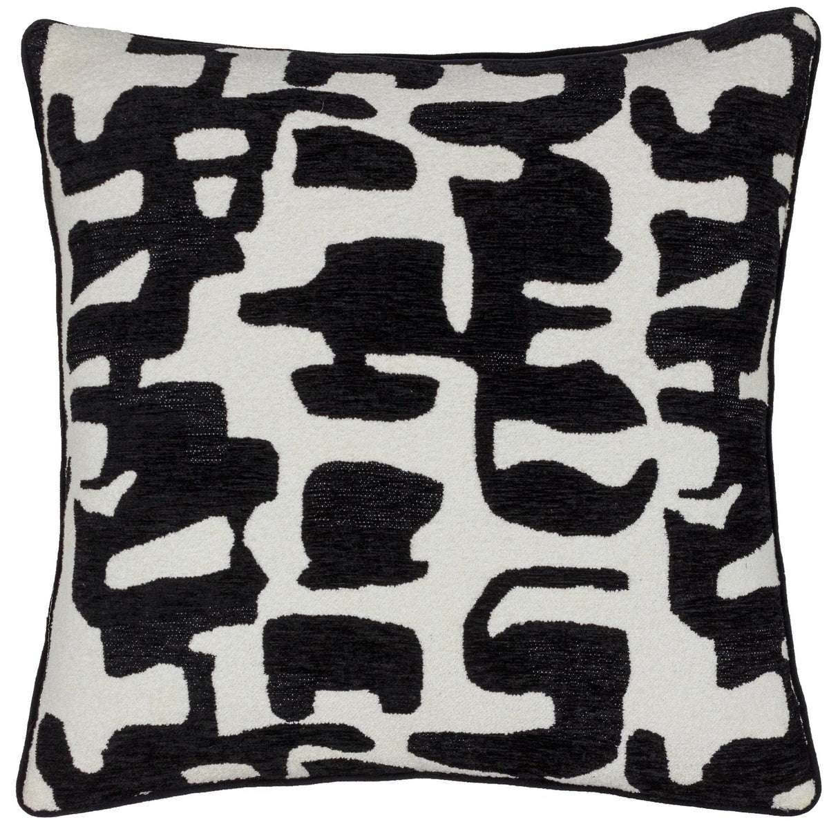Caval Chenille Jacquard Filled Cushion 50x50cm Black