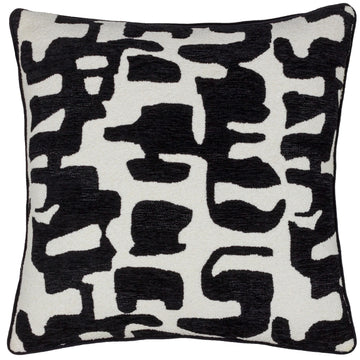 Caval Chenille Jacquard Filled Cushion 50x50cm Black