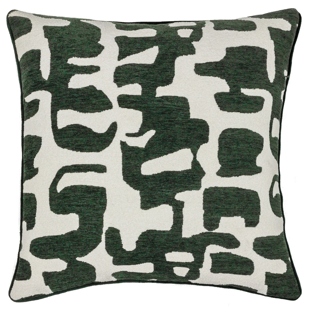 Caval Chenille Jacquard Filled Cushion 50x50cm Green