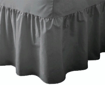 24" Charcoal Luxury  Percale Cotton Valance Sheet - Double