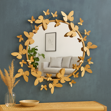 45cm HESTIA Gold Butterfly Mirror