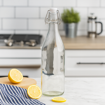Glass Bottles Set of 3 Swing Top 1L Clip Top Storage Bottles Oil Juice Milk