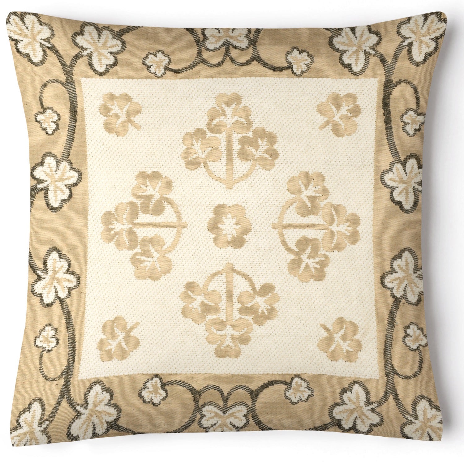 Chenille Flowers Decorative Sofa Scatter Cushion Cover - Cream