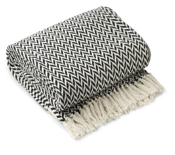 Luxury Herringbone Sofa Throw Black 50x60"