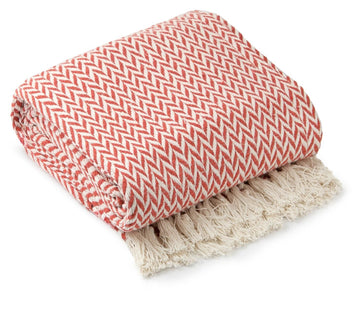 Luxury Herringbone Sofa Throw Orange 50x60"