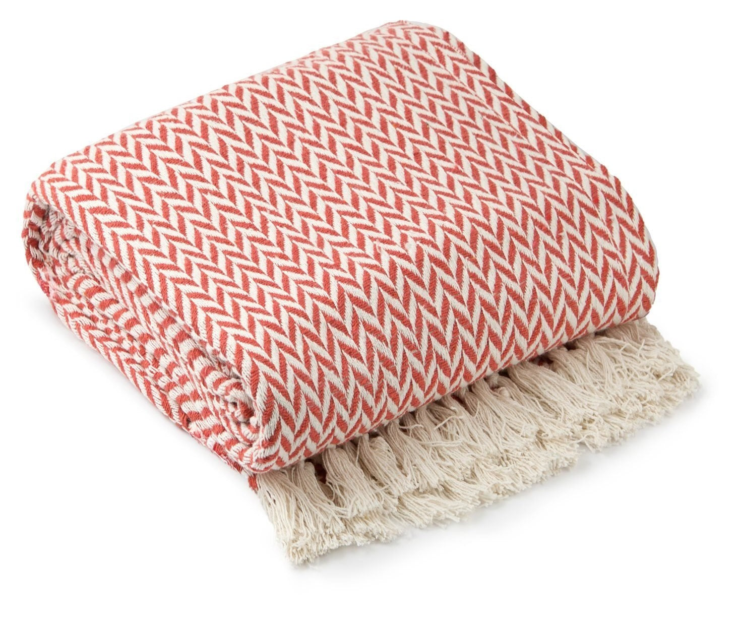 Luxury Herringbone Sofa Throw Orange 50x60"