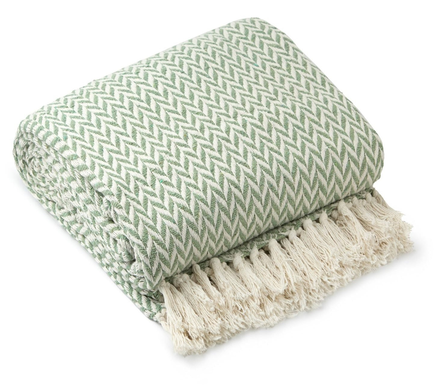 Luxury Herringbone Sofa Throw Pistachio Green 50x60"