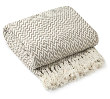 Luxury Herringbone Sofa Throw Taupe 50x60"