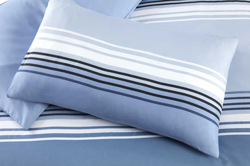 Teenagers Reversible Stiped Duvet Cover Set, King, Blue