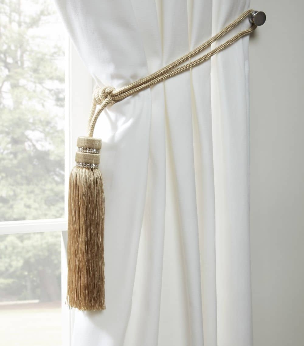 2 x Diamante Crystal Tassel Tie Backs - Chloe Beige