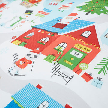 Father Christmas Village Duvet Cover Set, Single, Red