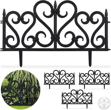 4 Pack Plastic Black Fence Effect Lawn Edging