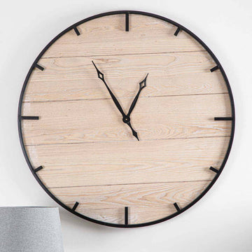 100cm Black Wood Round Wall Clock