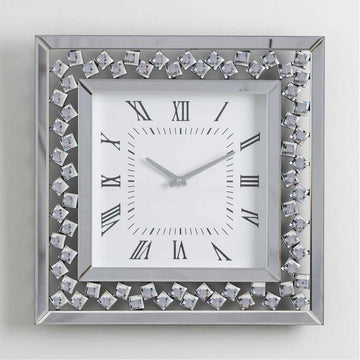 50cm Diamond Mirror Square Wall Clock