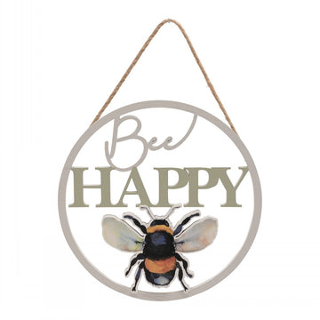 Bee Happy Cut Out Sign Wall Hanging Display