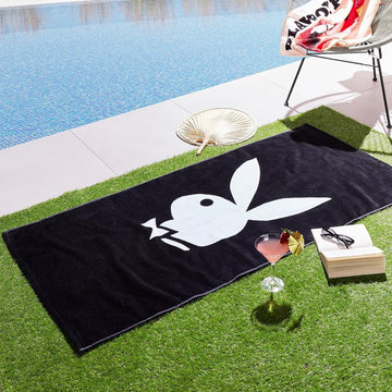 Playboy Classic Bunny Head Beach Towel - Black & White