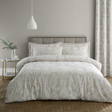 Damask Jacquard Duvet Cover Set, King, Beige