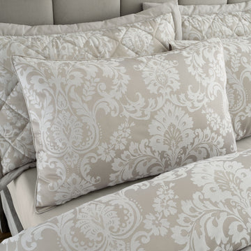 Damask Jacquard Duvet Cover Set, King, Beige