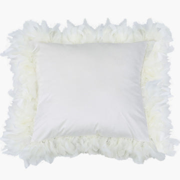 White Feather Velvet Cushion