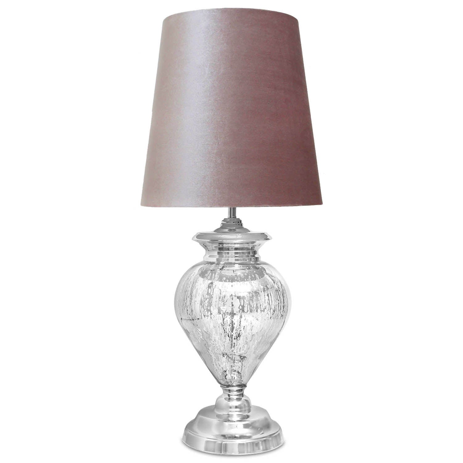 Chrome Glass Regal Table Lamp With Grey Shade