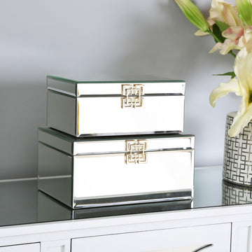 26cm Mirrored Jewellery Box with Chrome Clasp