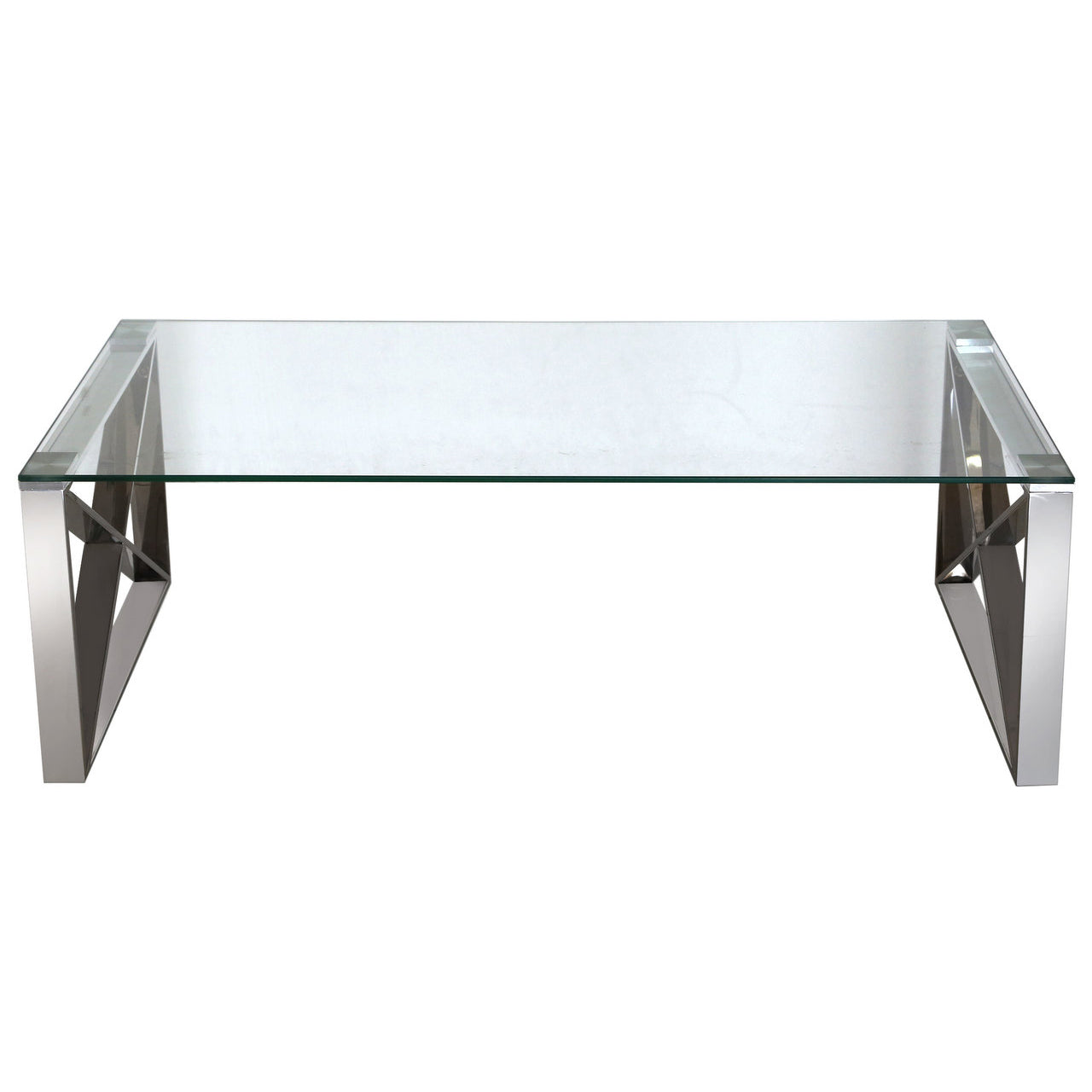 Aria Stainless Steel Coffee Table Clear Glass Top