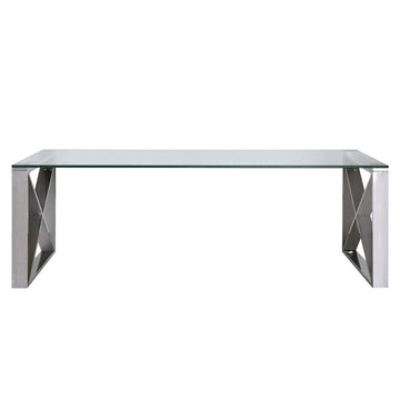 Aria Stainless Steel Coffee Table Clear Glass Top