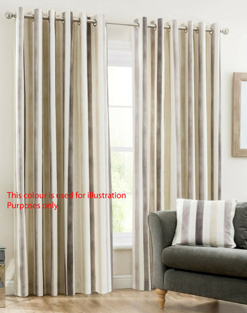 Como Teal Stripe Eyelet Ring Top Lined Curtains 66" x 72"
