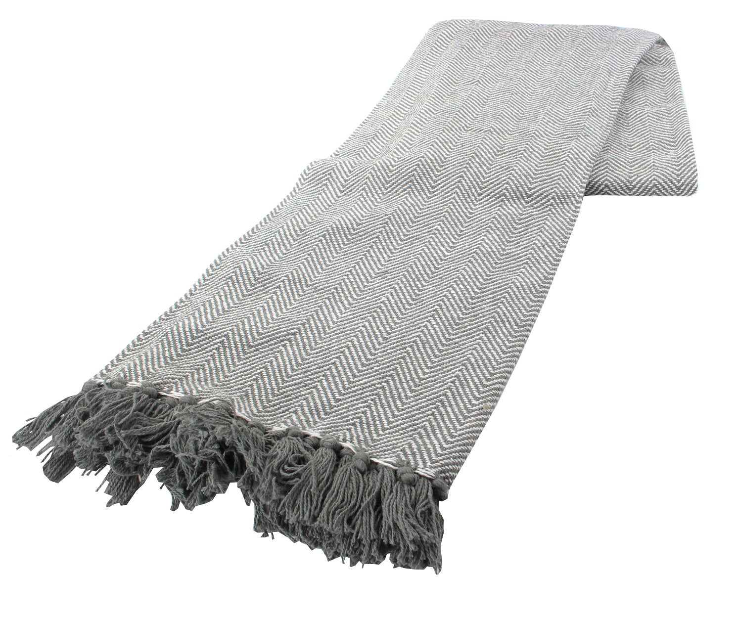 Como Herringbone Sofa Bed Large Throw - Charcoal Grey