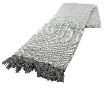 Luxury Herringbone Sofa Throw Charcoal Grey 67x79"