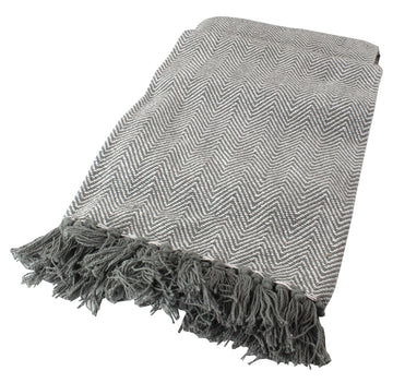 Luxury Herringbone Sofa Throw Charcoal Grey 67x79"