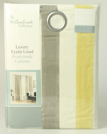 Como Ochre Yellow Eyelet Ring Top Lined Curtains 46" x 54"