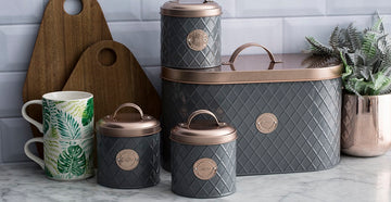 4-pc Typhoon Grey Body Copper Finish Lid Stainless Steel Container Set