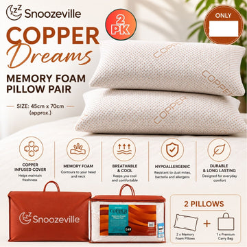 2pk Copper Memory Foam Pillows