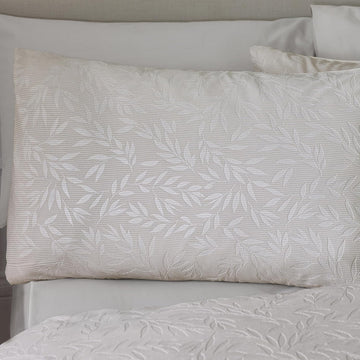 Catherine Lansfield Corded Leaves Duvet Cover Set, Double, Champagne
