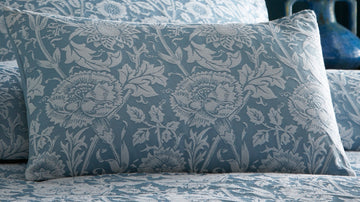Luxury Embossed Jacquard Filled Boudoir Cushion - Cornflower Blue